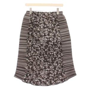 ISSEY MIYAKE 3Dプリーツロングスカート ストレッチ 2 グレー ブラウン