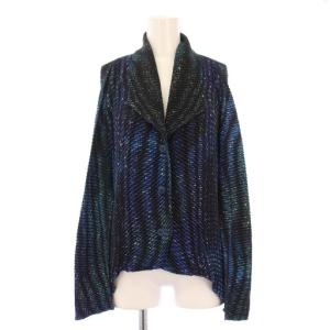 グラフィック カーディガン ストレッチ プリーツ 2 ネイビー ブラック