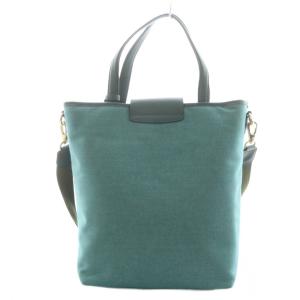 HUNTING WORLD トートバッグ ハンドバッグ ショルダーバッグ ロゴ キャンバス レザー 緑 グリーン /AN26