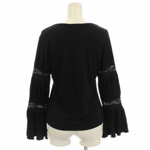 GIVENCHY 花柄レース カットソー 966-57401 フレアスリーブ 長袖 M 黒 ブラック /G