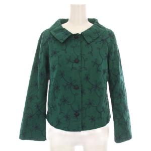 ジャケット ステンカラー 花刺繍 アウター 40 緑 紺 GJDGP-08230 /YM