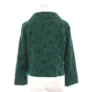 JOCOMOMOLA ジャケット ステンカラー 花刺繍 アウター 40 緑 紺 GJDGP-08230 /YM
