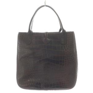 Longchamp ロゾ ハンドバッグ トートバッグ レザー クロコ型押し 茶 ブラウン /AN16