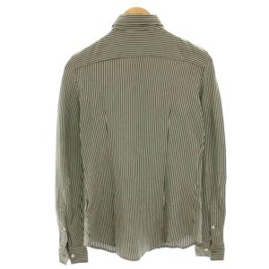 POLO RALPH LAUREN KNIT DRESS SHIRT シャツ ブラウス 長袖 ストライプ スモールポニー S カーキ 白 ホワイト
