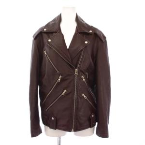 アレキサンダーマックイーン ジップバイカージャケット IT36 ブラウン