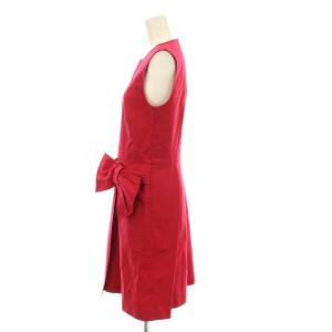 RED VALENTINO REDVALENTINO ワンピース ひざ丈 ノースリーブ クルーネック リボン 42 赤 レッド TR0VAQ800VI /KU