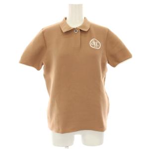 ポリエステルニットポロシャツ カットソー ロゴプリント ゴルフウェア 半袖 38 ベージュ A358301