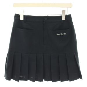 アシンメトリープリーツスカート ミニ ゴルフウェア ロゴ 38 黒 ブラック A356421 /HN