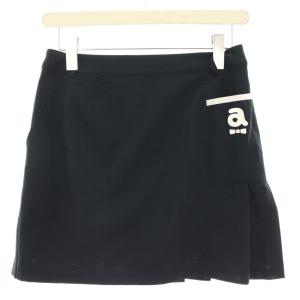 archivio アシンメトリープリーツスカート ミニ ゴルフウェア ロゴ 38 黒 ブラック A356421 /HN