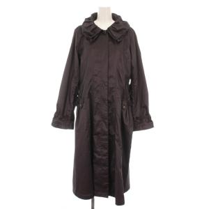 ステンカラーコート ロング 裏地ストライプ アウター 40 パープル 514232D /YM