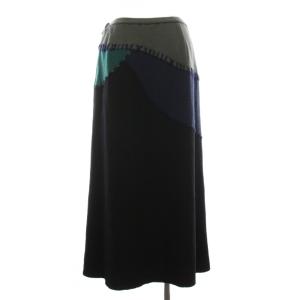 TOKUKO 1er VOL トクコ プルミエヴォル ニットスカート ロング パッチワーク 9 カーキ 紺 黒 1237300-99 /YM