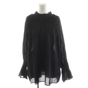24SS コットンボイルタックフリルブラウス シャツ 長袖 黒 ブラック 24051200310010