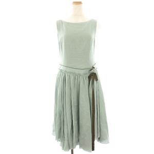 ワンピース リネン ギャザー リボン 40 ライトブルー 39513-SOFZ04T