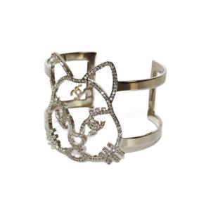 B16K バングル ラインストーン キャット シルバーカラー