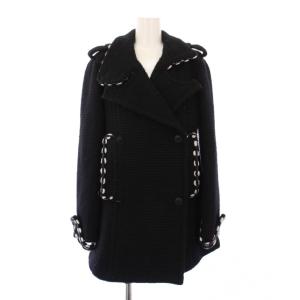 Pコート ツイードニット ココボタン 42 ブラック P39397V28326