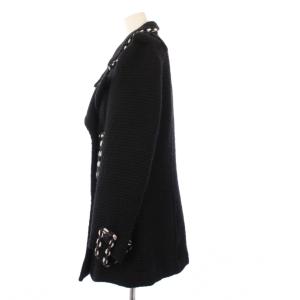CHANEL Pコート ツイードニット ココボタン 42 ブラック P39397V28326
