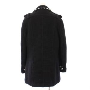 CHANEL Pコート ツイードニット ココボタン 42 ブラック P39397V28326