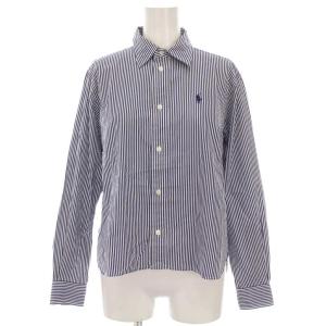 シャツ ブラウス ストライプ 長袖 XXS 白 紺 /YM