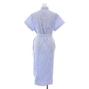 Polo by Ralph Lauren シャツワンピース ロング ストライプ 半袖 XS 水色 白 /YM