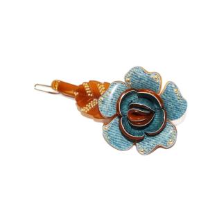 ヘアピン ボールピン フラワー スタッズ 青 茶 /KH
