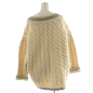 ebure ケーブルニット セーター 長袖 Vネック ウール カシミヤ混 アイボリー グレー 3210800500