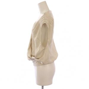 Noble 25SS ミューズサテンギャザーボリュームブラウス シャツ プルオーバー ドレープ ノースリーブ 無地