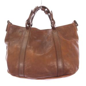 ハンドバッグ レザー ワンカラー 茶 ブラウン /BB