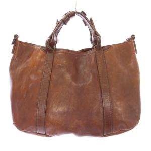 genten ハンドバッグ レザー ワンカラー 茶 ブラウン /BB