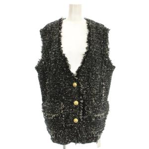 25SS ツイードジレ GGZ1051107A0005 ニット ベスト F 黒 ブラック /G