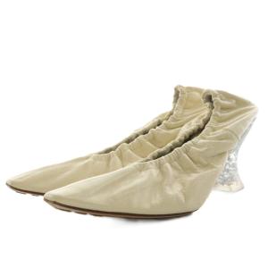 パンプス スクエアトゥ クリアヒール レザー 35.5 アイボリー /AN4