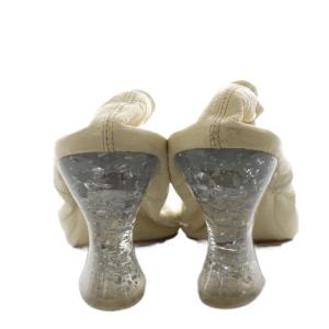 BOTTEGA VENETA パンプス スクエアトゥ クリアヒール レザー 35.5 アイボリー /AN4