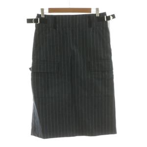 タグ付き Summer Tweed Skirt タイトスカート 麻 リネン混 ストライプ サイドベルト