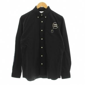 DSMG BD SHIRT ボタンダウンシャツ カジュアルシャツ 長袖 ロゴ プリント コットン M 黒