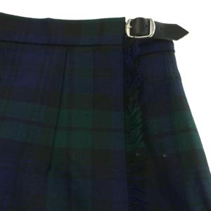 O'NEIL OF DUBLIN ラップスカート プリーツ フレア チェック フリンジ 42 グリーン /NQ
