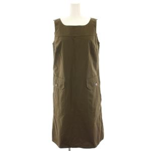 ワンピース ひざ丈 ノースリーブ ポケットデザイン 40 カーキ 16-22-61483 /HN