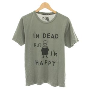Tシャツ カットソー クルーネック 半袖 スカル ロゴ プリント M カーキ 06193CT02 /YT