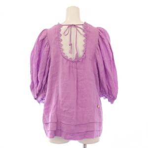 MUVEIL パフスリーブリネンブラウス シャツ 七分袖 プルオーバー 無地 38 ピンク ma231fb002 /BB