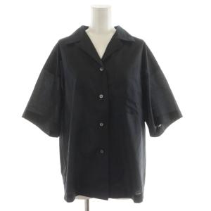 オープンカラーローンシャツ OPEN COLLAR LAWN SHIRT ブラウス 半袖 36 黒 ブラック