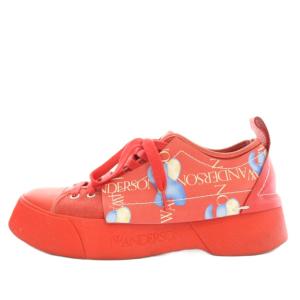 スニーカー シューズ レザー 厚底 ロゴ 象柄 42 赤 レッド /YT