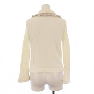 EPOCA ニットカーディガン 長袖 ストレッチ フリル 40 白 ホワイト /BB