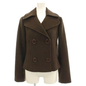 ダブル ジャケット ウール 38 茶 ブラウン 畝織り ショート丈 ピーコート 6084045 /G