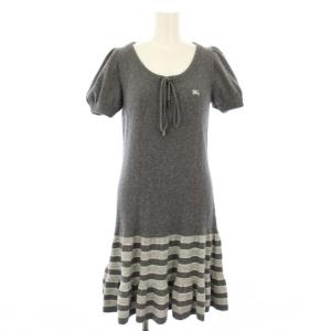 ワンピース ニット ホース 刺繍 半袖 ひざ丈 38 グレー FBF57-568-08 /TK