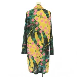 HIROKO KOSHINO アートモチーフ立体タックチュニック ワンピース ひざ丈 長袖 クルーネック ストレッチ 総柄 38 マルチカラー