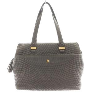 ハンドバッグ キルティング Bロゴ タッセル レザー グレー /AN9