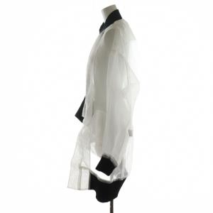 LIMI feu ブルゾン ジャケット アシンメトリー リブ シアー シースルー S 白 ホワイト 黒 ブラック LH-J01-903