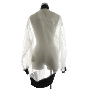 LIMI feu ブルゾン ジャケット アシンメトリー リブ シアー シースルー S 白 ホワイト 黒 ブラック LH-J01-903