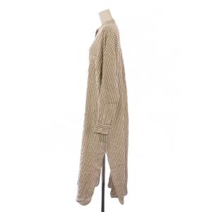 TODAYFUL ストライプシャツドレス ワンピース 長袖 ロング バンドカラー 36 ベージュ 11920313 /BM