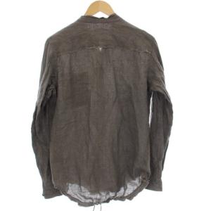 ISAMU KATAYAMA BACKLASH リネン スタンドカラーシャツ 長袖 S ブラウン 1825-01 /TK