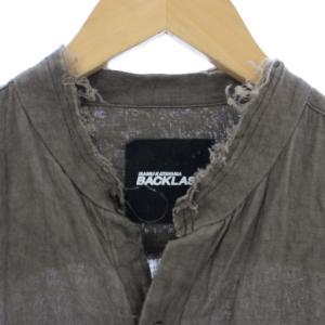 ISAMU KATAYAMA BACKLASH リネン スタンドカラーシャツ 長袖 S ブラウン 1825-01 /TK