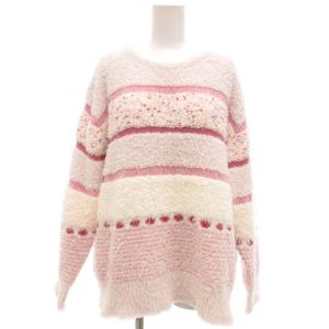 美品 23AW Mixニットプルオーバー 長袖 F ピンク PWNT234053 /UO